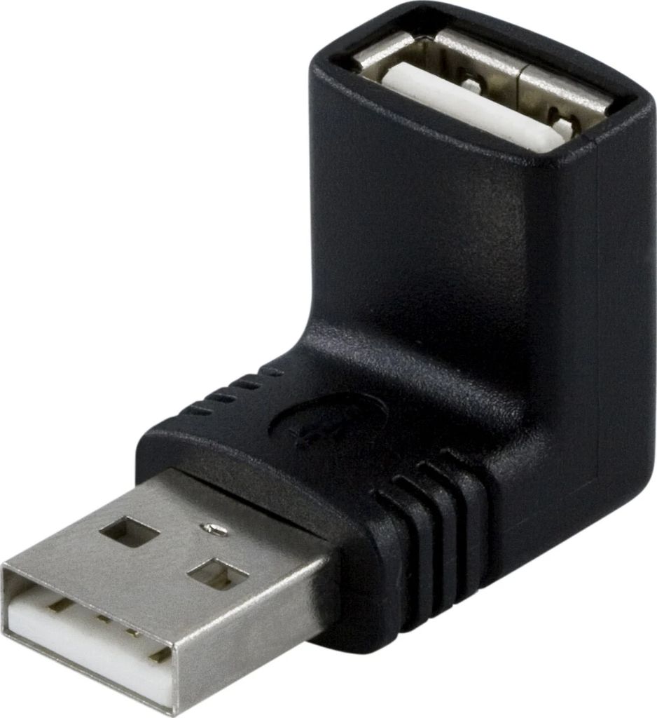 USB adapteri, kulma – USB A uros - A naaras, musta