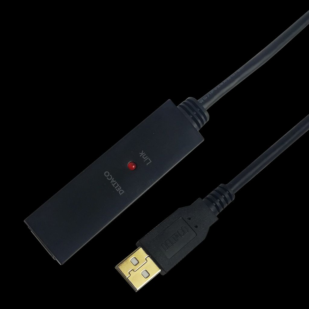 PRIME USB jatkokaapeli, aktiivinen, USB 2.0, 7m - musta