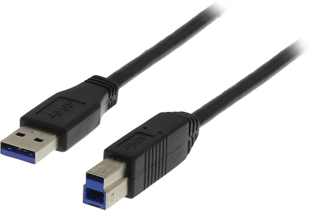 USB 3.0 kabel, USB-A til USB-B, 3 meter - sort