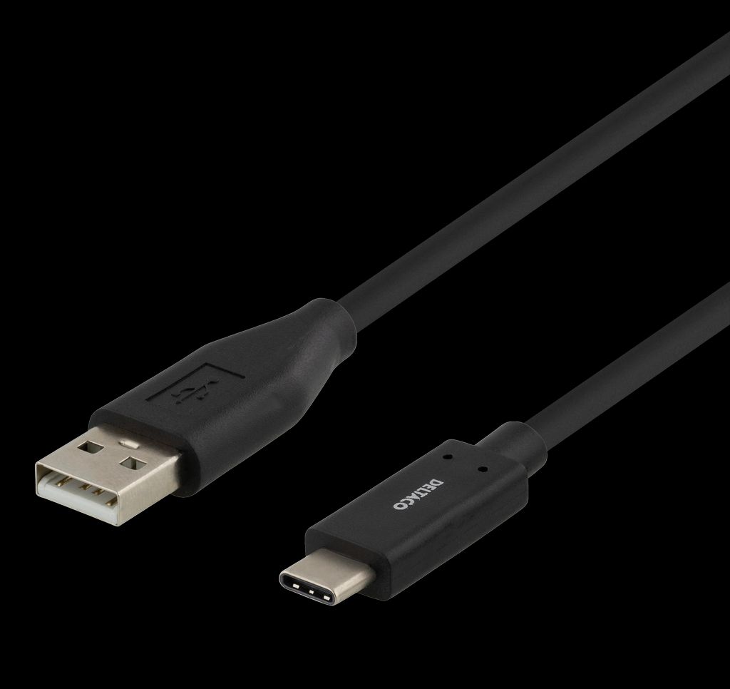 USB-C til USB-A kabel 0,5m 3A – svart