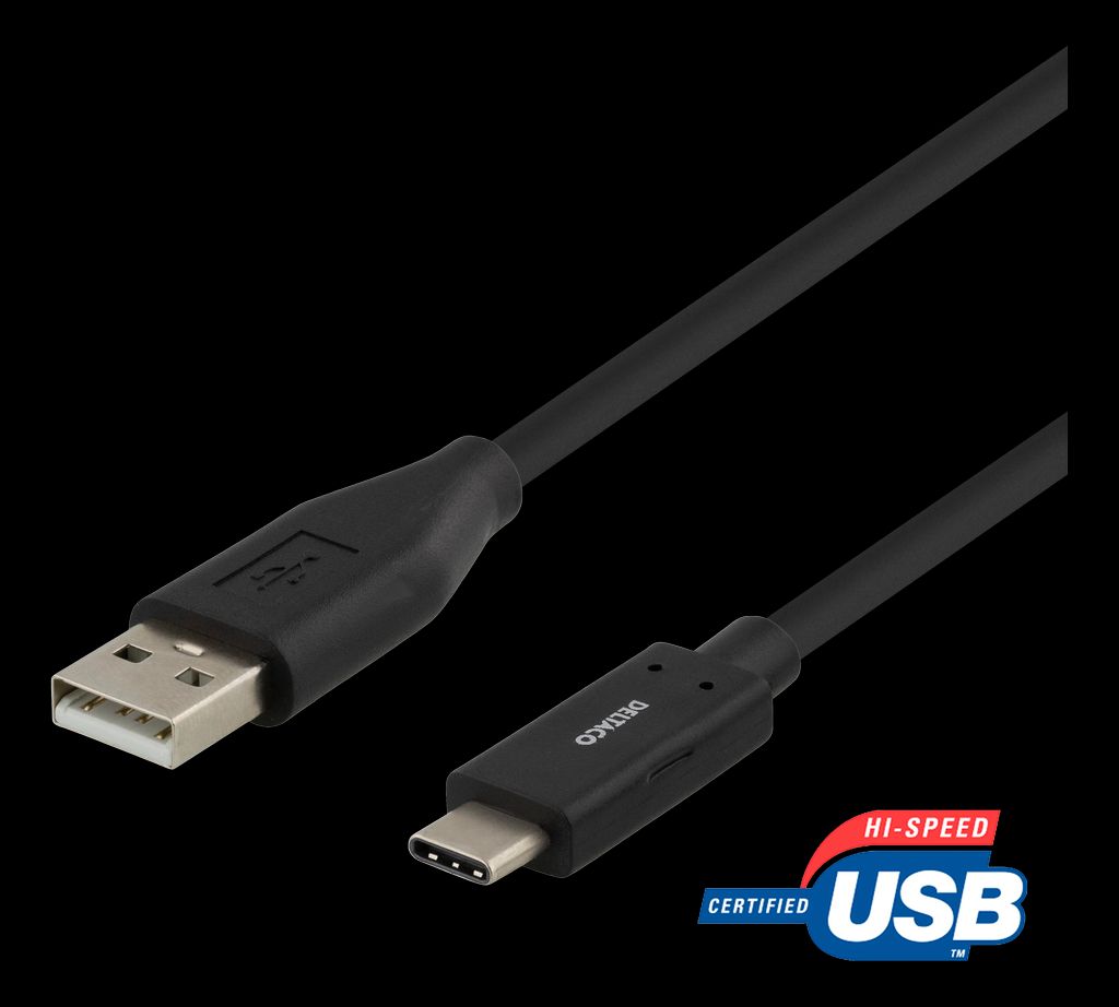 USB 2.0-kabel USB-A till USB-C 1,5 meter svart