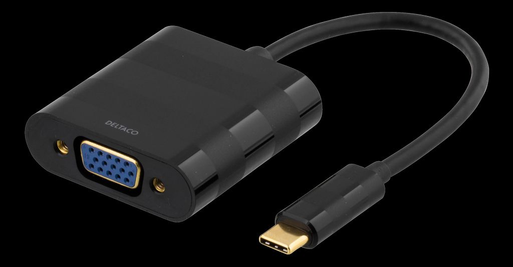 USB 3.1 til VGA adapter, Type C han - VGA hun, 1080p, 0,1m, sort