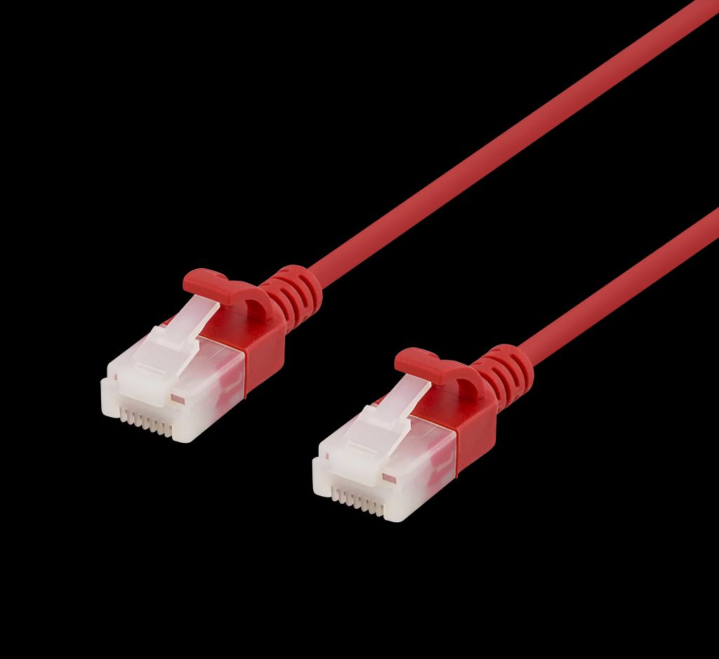 U/UTP Cat6a patchkabel slim 0,3 m röd