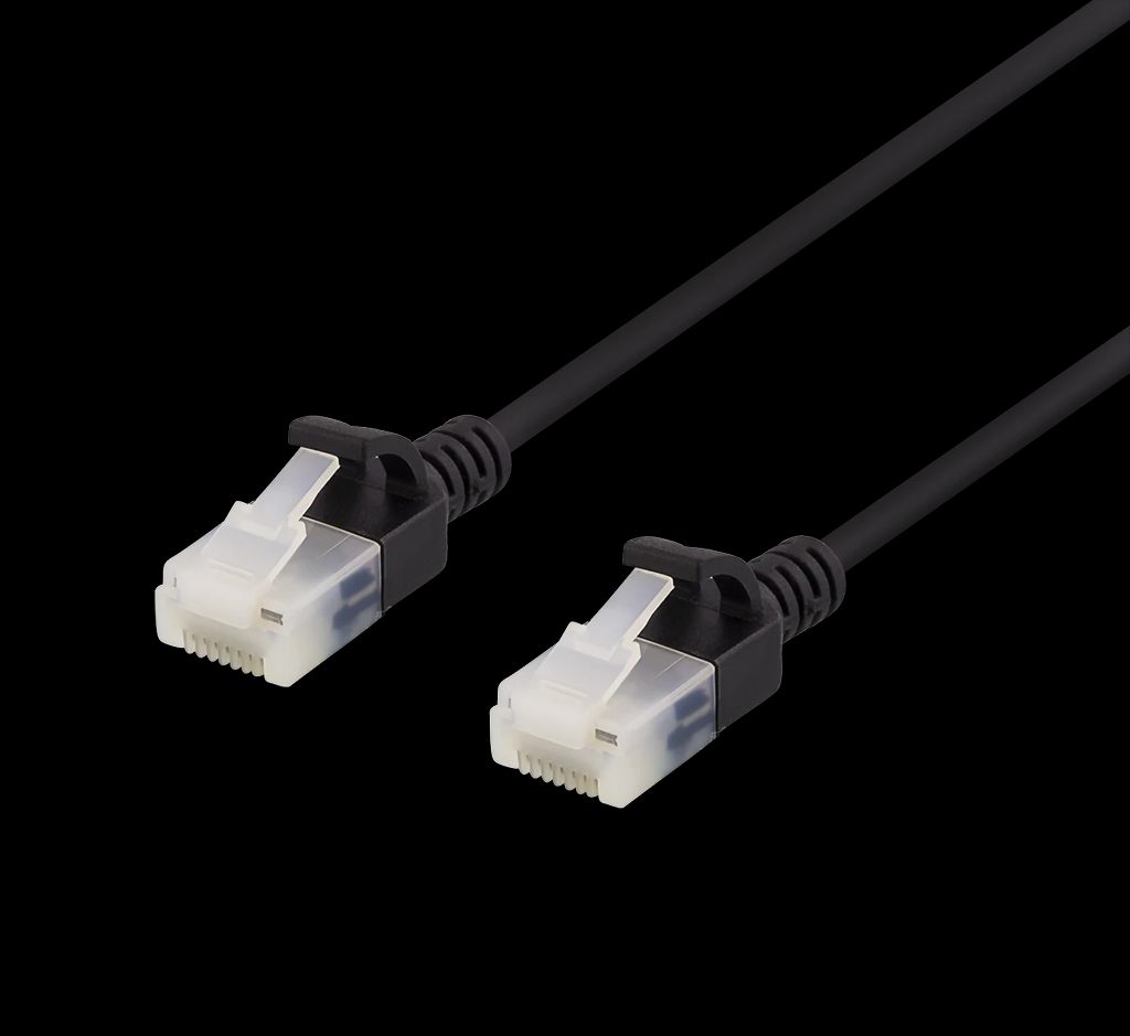 U/UTP Cat6a nätverkskabel slim 0,3 meter svart