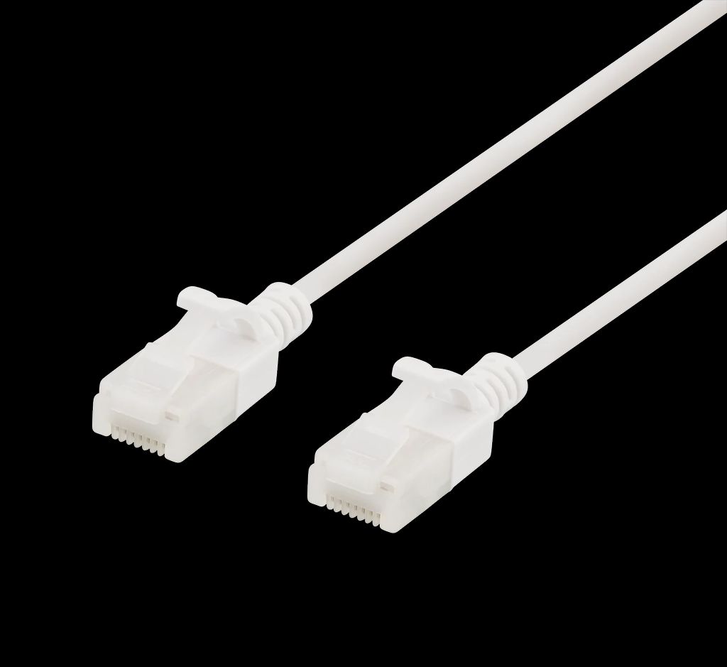 Slim nätverkskabel Cat6a U/UTP 0,3m vit - smidig och snabb