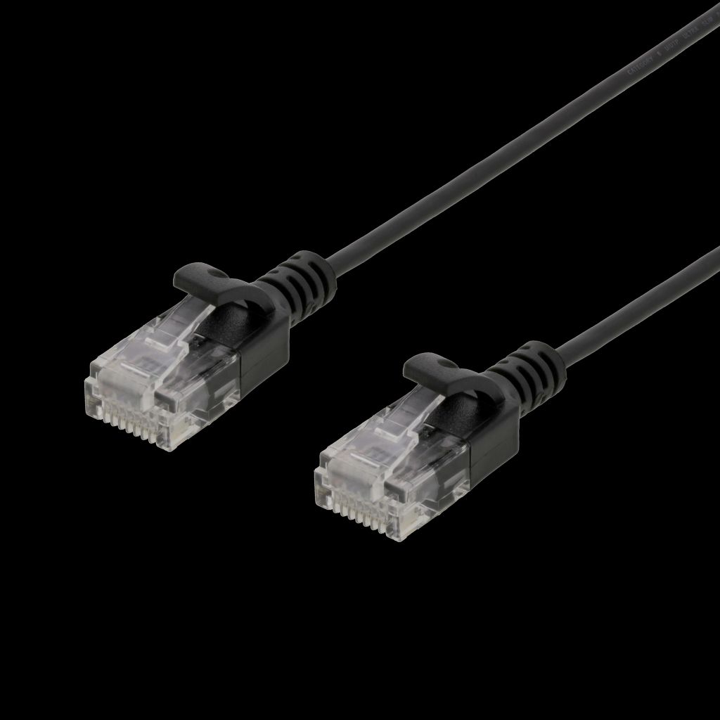 Ultra slim Cat6 nätverkskabel 1 meter svart