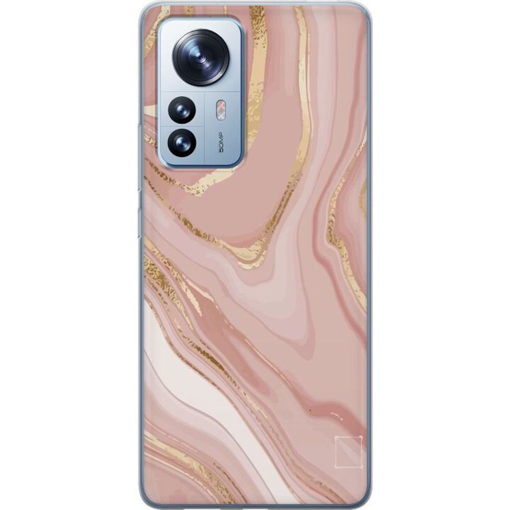 Xiaomi 12 Pro Gennemsigtigt Telefoncover Ljusrosa marmor