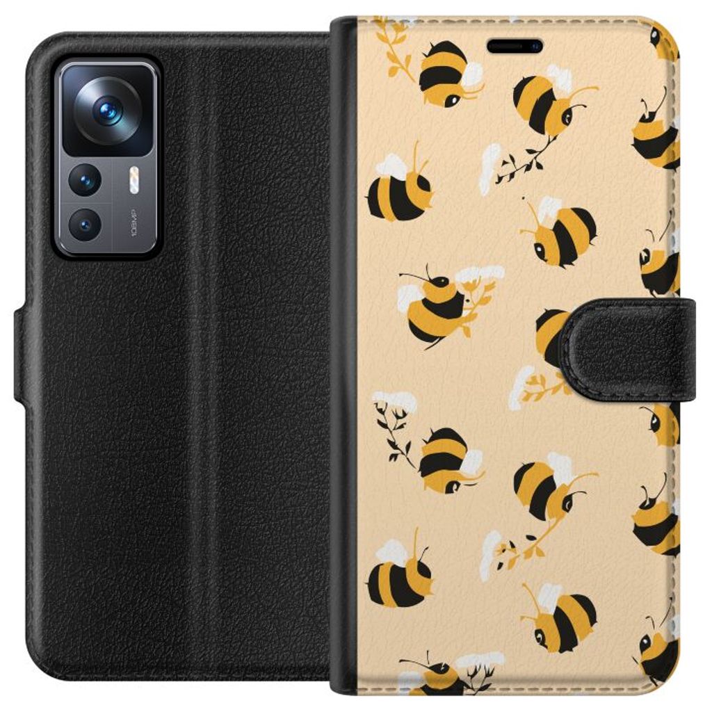 Xiaomi 12T Svart Plånboksfodral Humlor