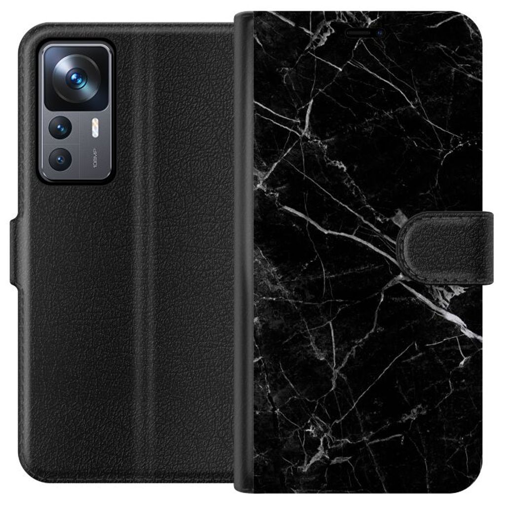 Xiaomi 12T Svart Plånboksfodral Svart marmor