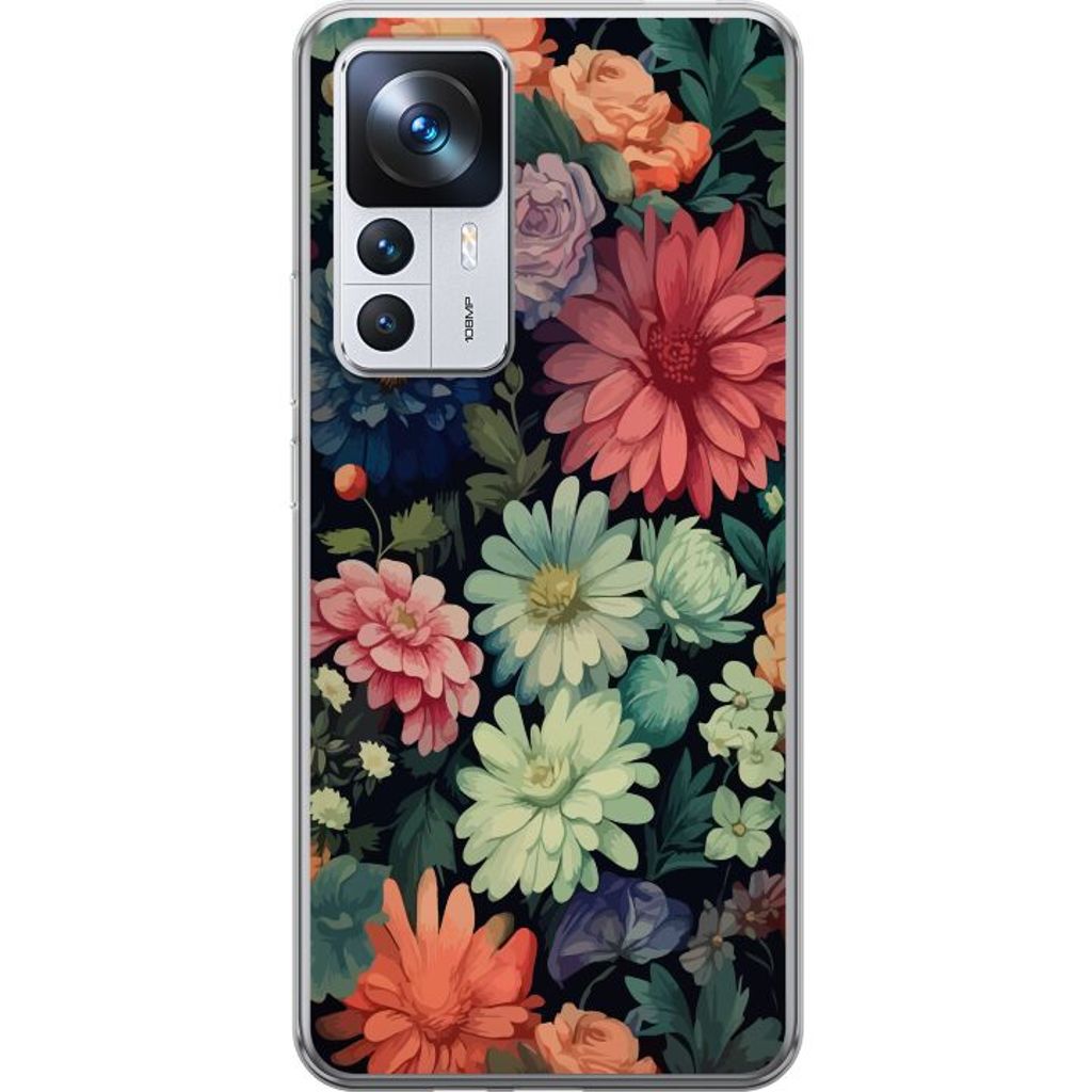 Xiaomi 12T Transparent Mobilskal Färglada blommor