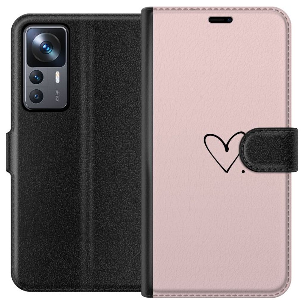 Xiaomi 12T Pro Svart Plånboksfodral Hjärta.