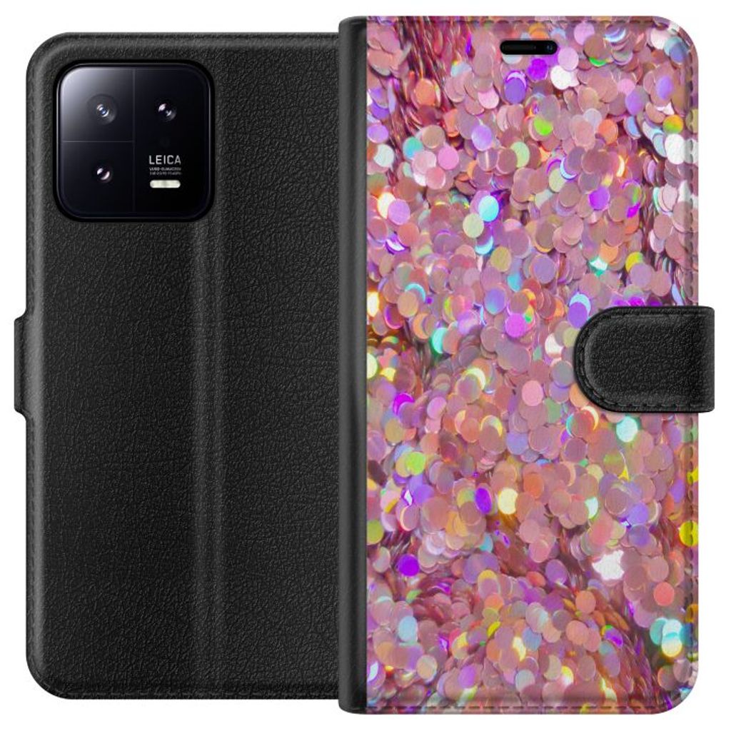 Xiaomi 13 Svart Plånboksfodral Glitter