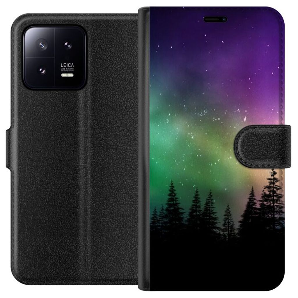 Xiaomi 13 Svart Plånboksfodral Norrsken