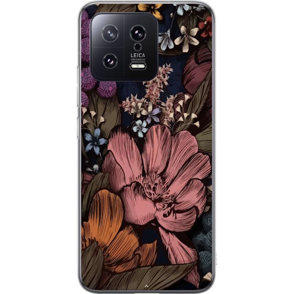 Xiaomi 13 Transparent Mobilskal Tecknade blommor