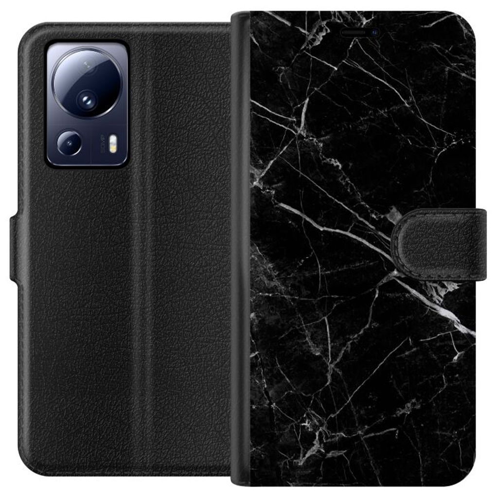 Xiaomi 13 Lite Svart Plånboksfodral Svart marmor
