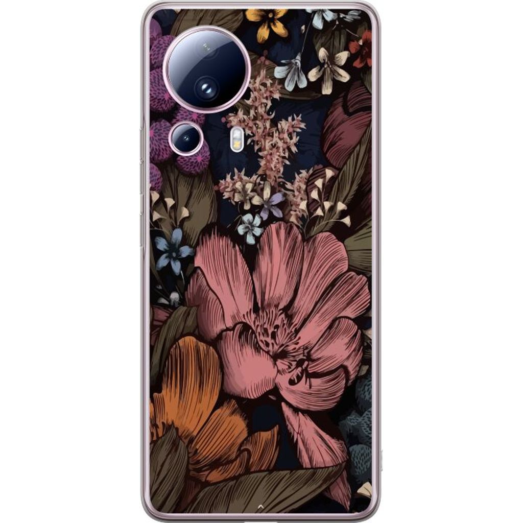 Xiaomi 13 Lite Gjennomsiktig Telefondeksel Tecknade blommor