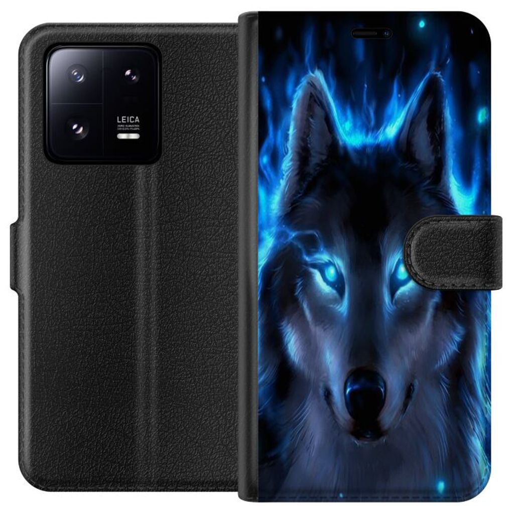 Xiaomi 13 Pro Svart Plånboksfodral Blå Varg