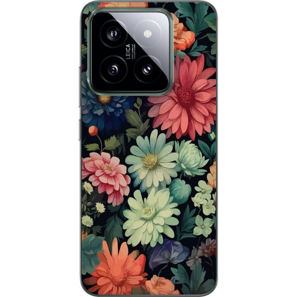 Xiaomi 14 Transparent Mobilskal Färglada blommor