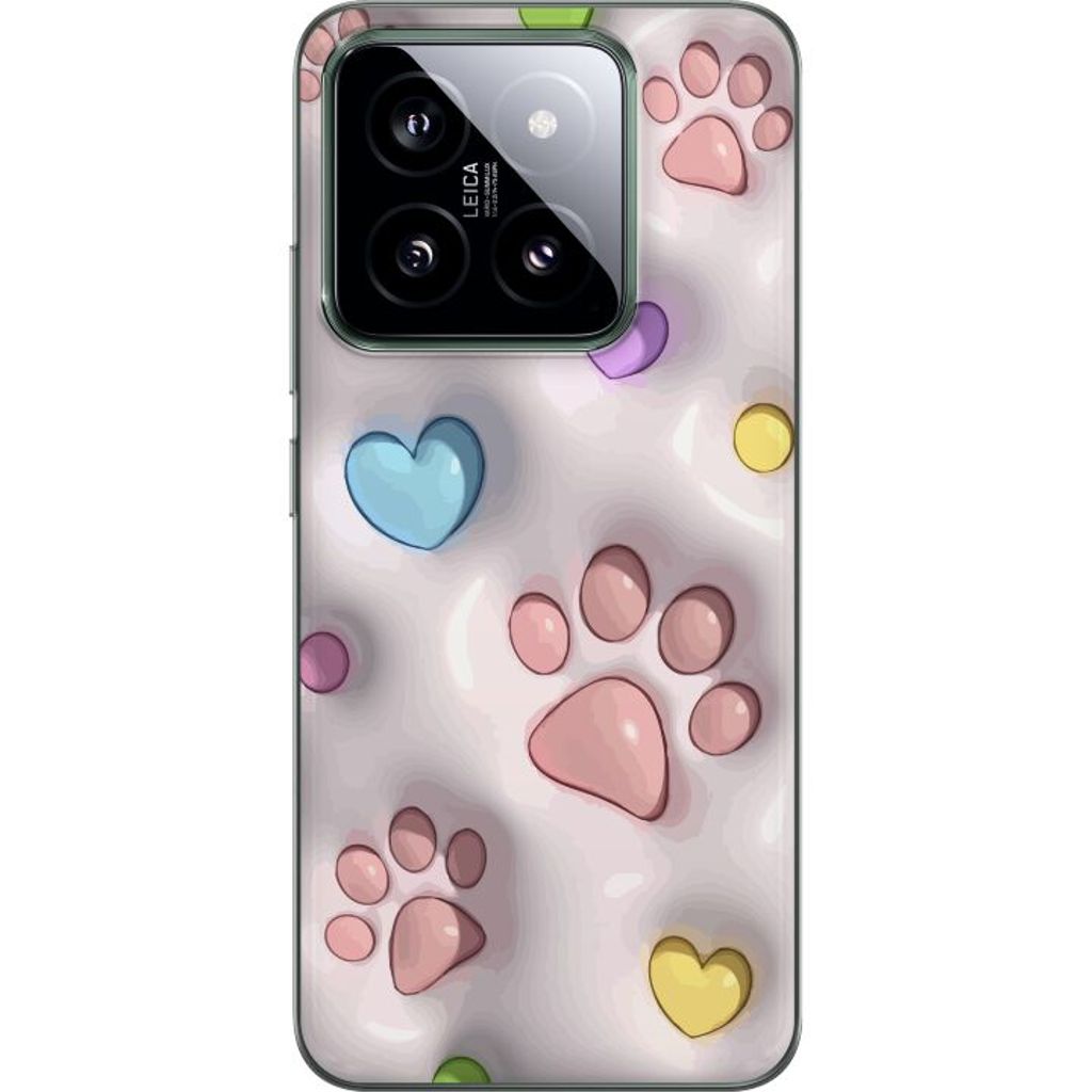Xiaomi 14 Transparent Mobilskal Fluffiga Tassar