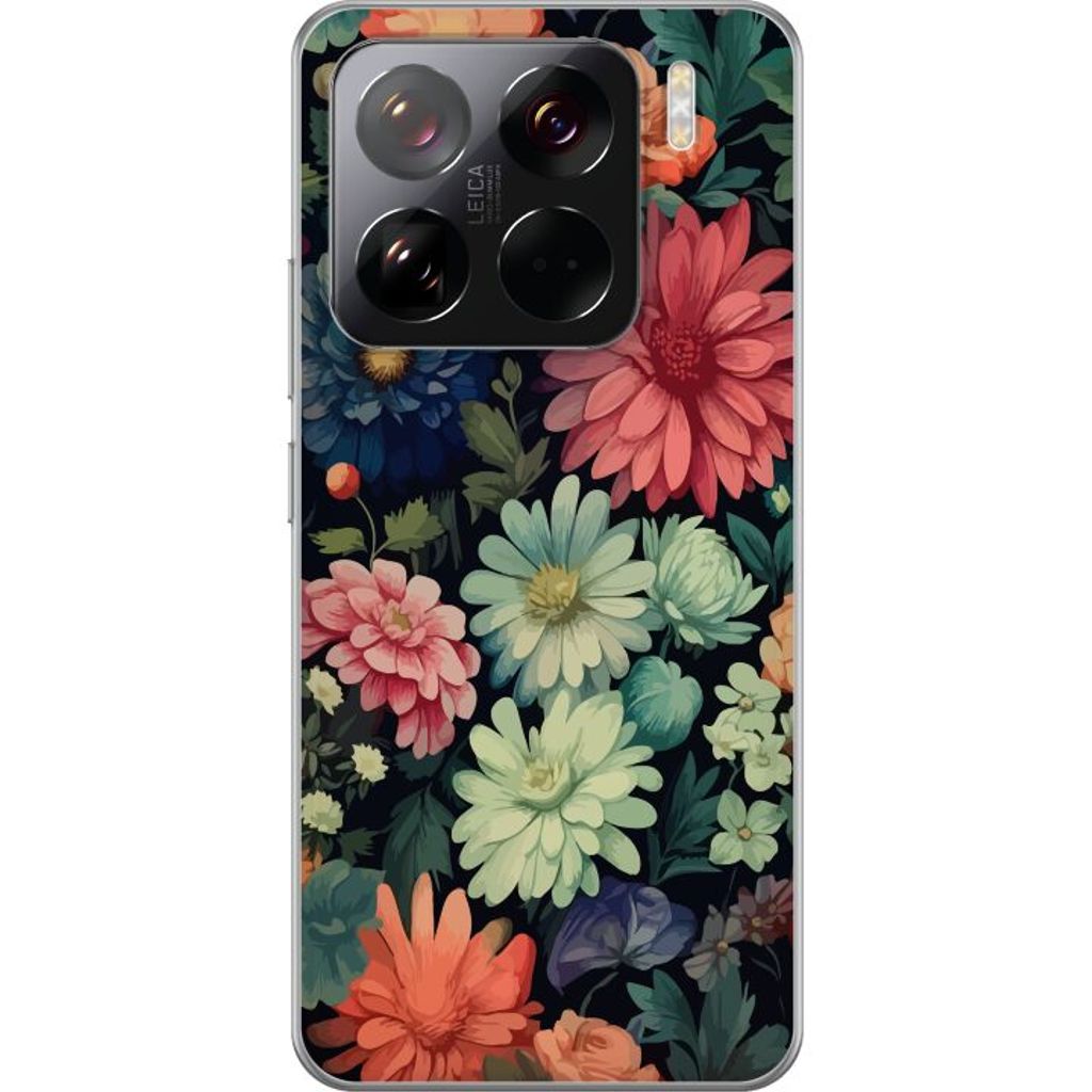 Xiaomi 15 Pro Läpinäkyvä Puhelinkotelo Färglada blommor