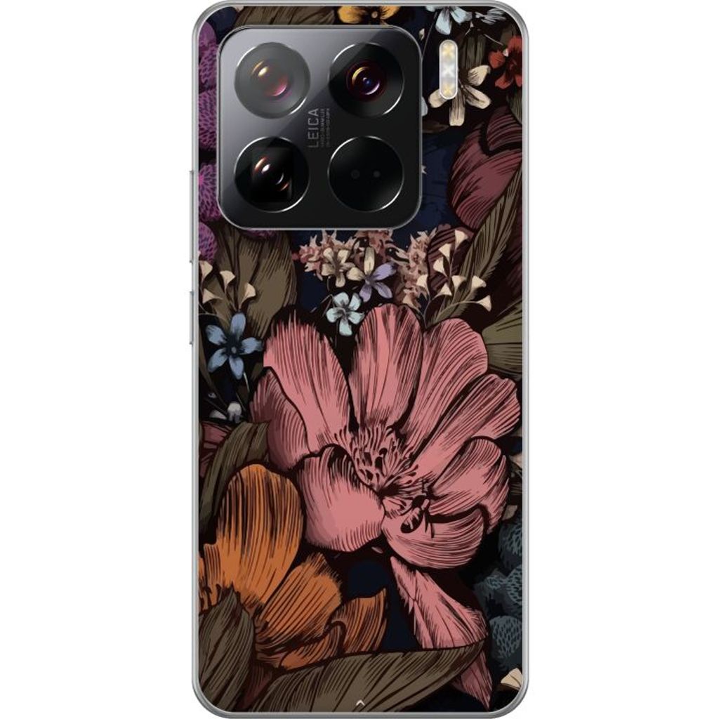 Xiaomi 15 Pro Transparent Mobilskal Tecknade blommor