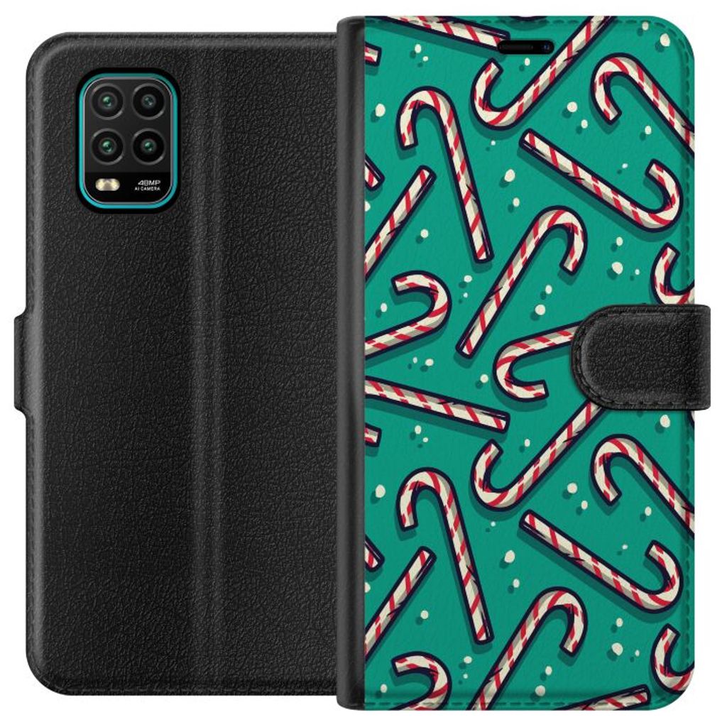 Xiaomi Mi 10 Lite 5G Svart Plånboksfodral Polkagris Mönster