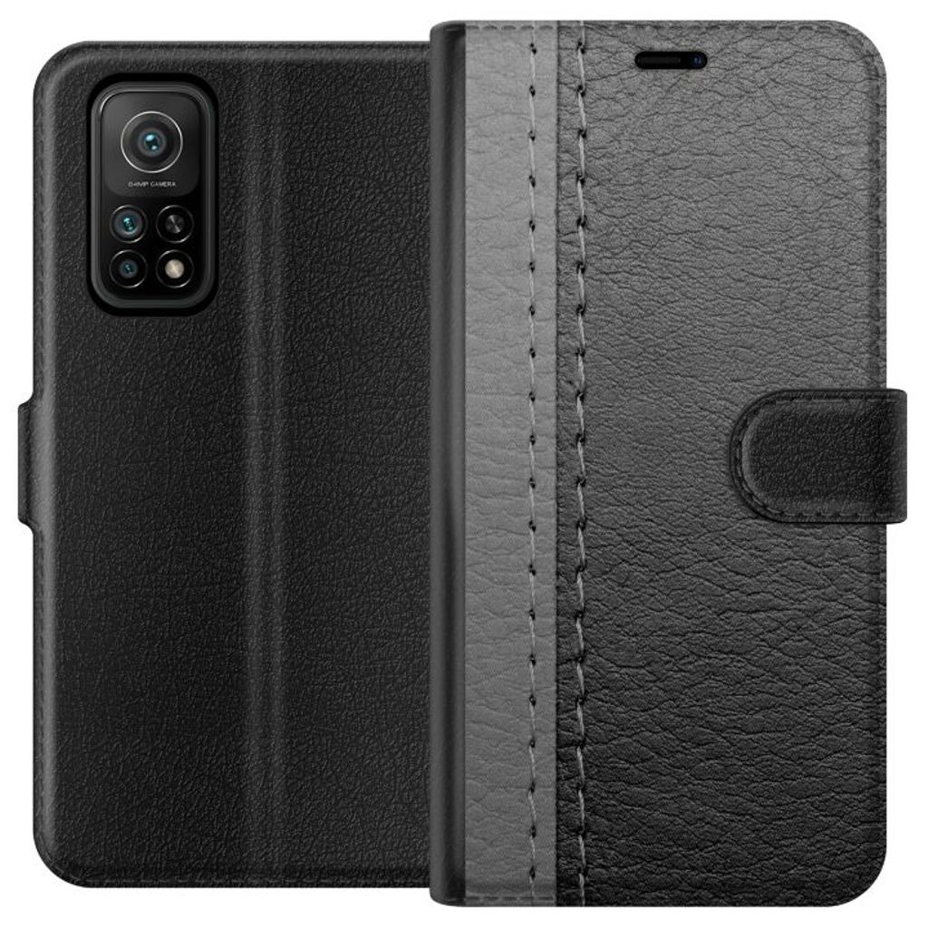 Xiaomi Mi 10T 5G Musta Lompakkokotelo Grått Fake Läder