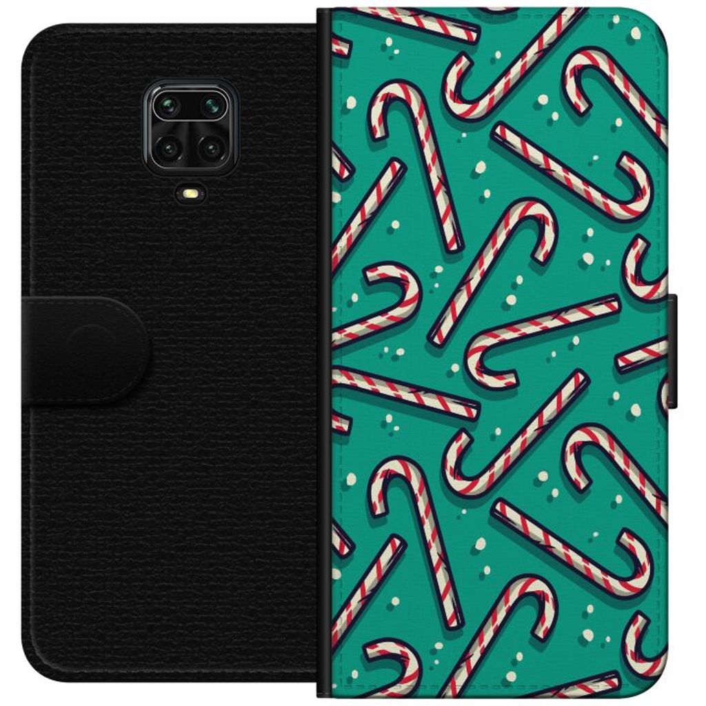 Xiaomi Redmi Note 9 Pro Musta Lompakkokotelo Polkagris Mönster