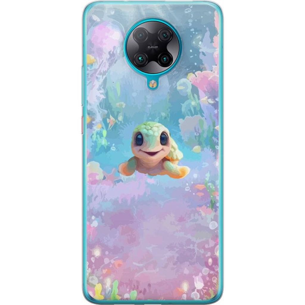 Xiaomi Poco F2 Pro Transparent Mobilskal Glad Sköldpadda