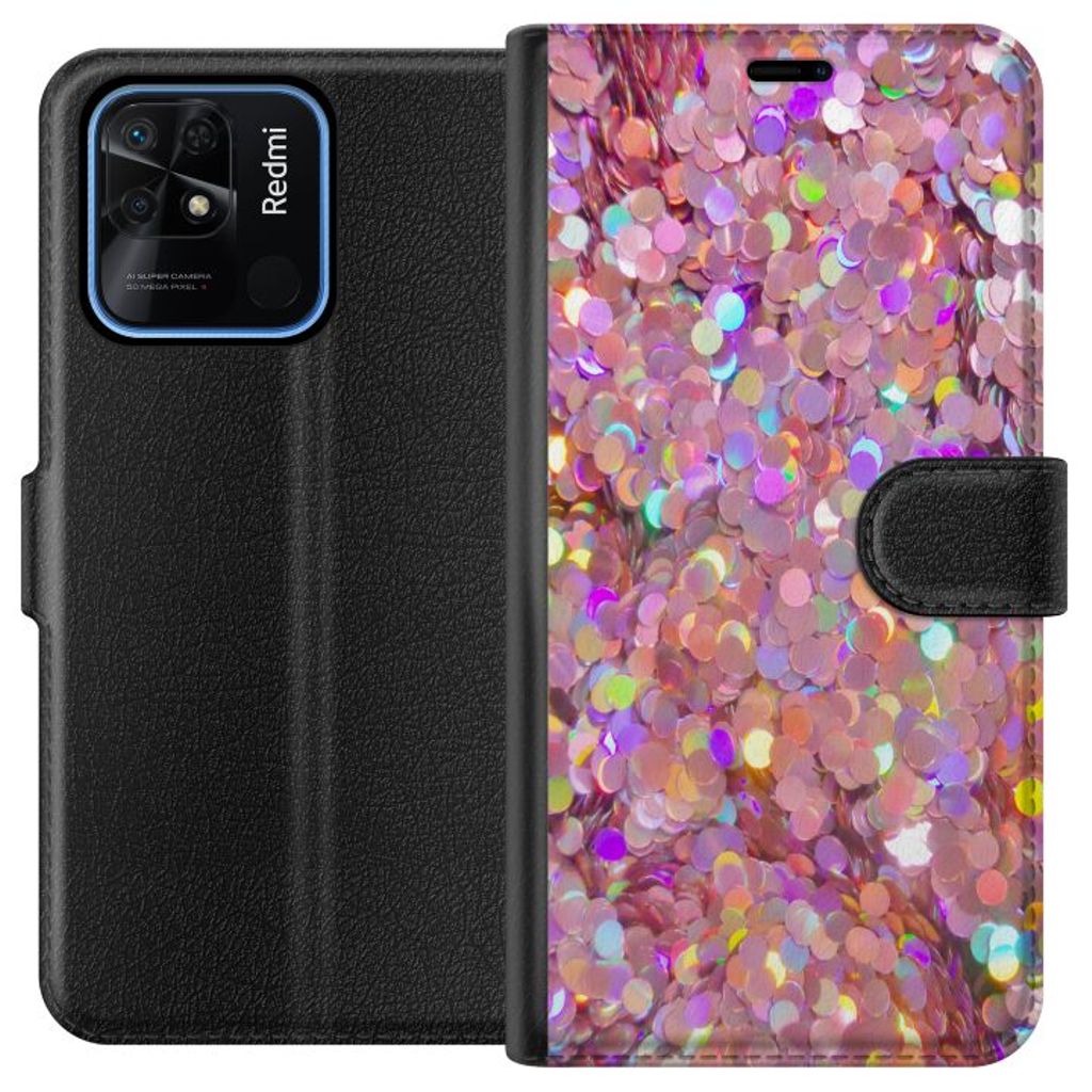 Xiaomi Redmi 10C Musta Lompakkokotelo Glitter