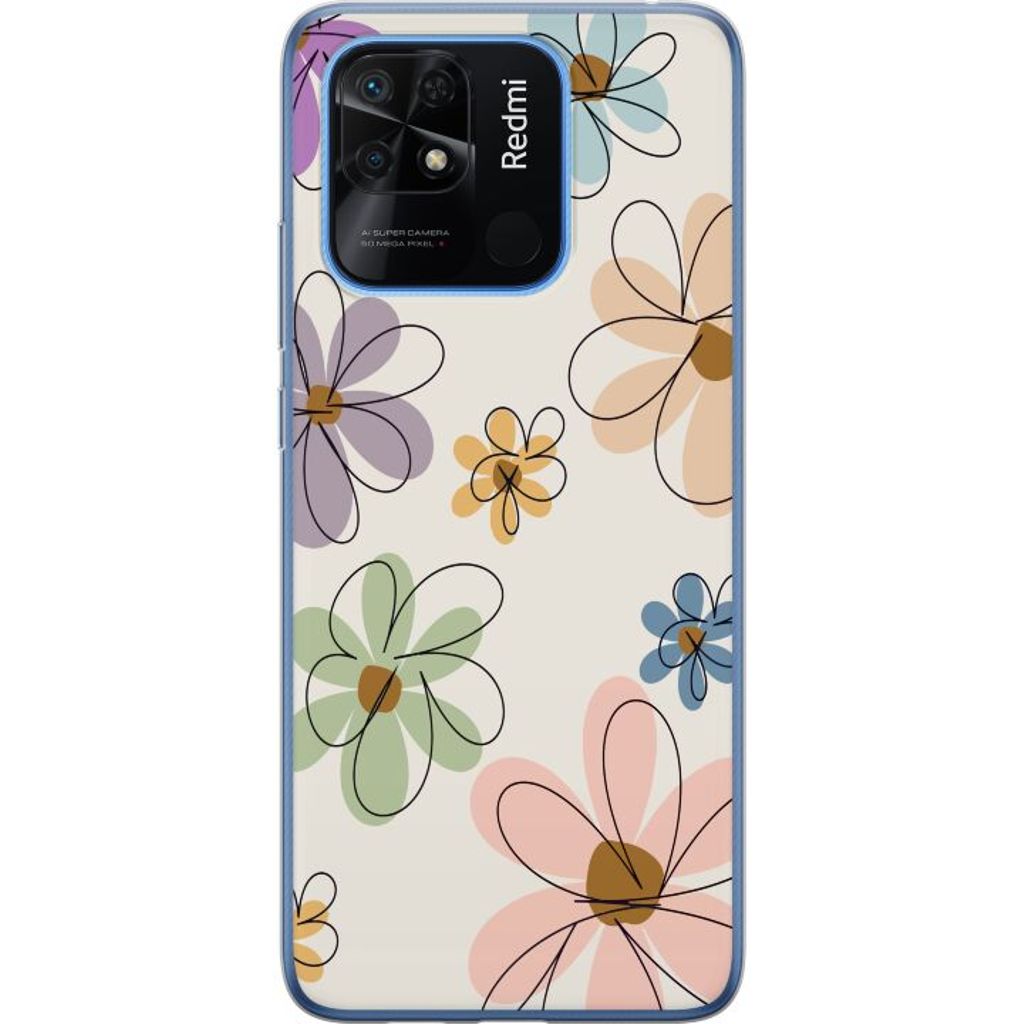 Xiaomi Redmi 10C Läpinäkyvä Puhelinkotelo Tecknade Blommor