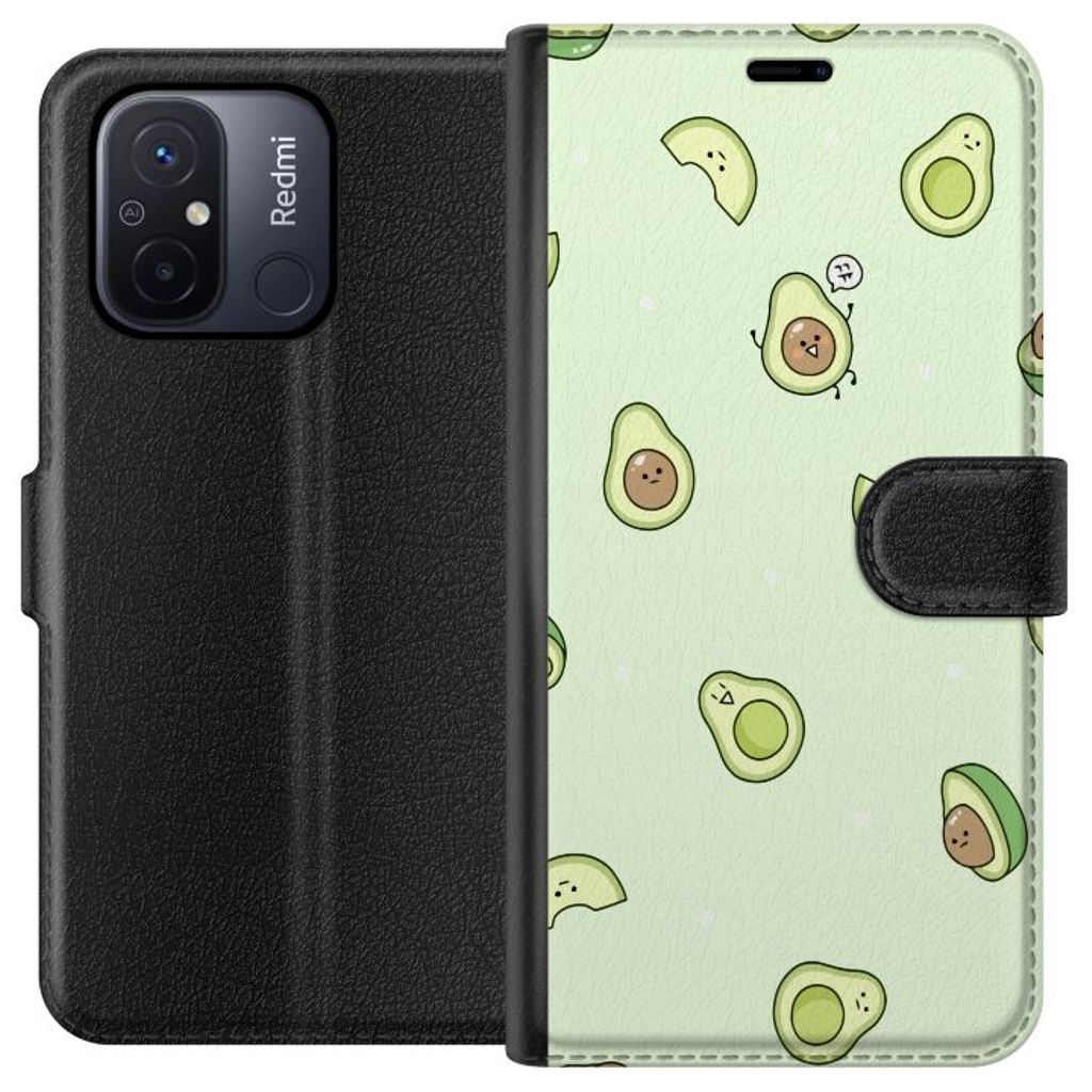 Xiaomi Redmi 12C Svart Plånboksfodral Avokado