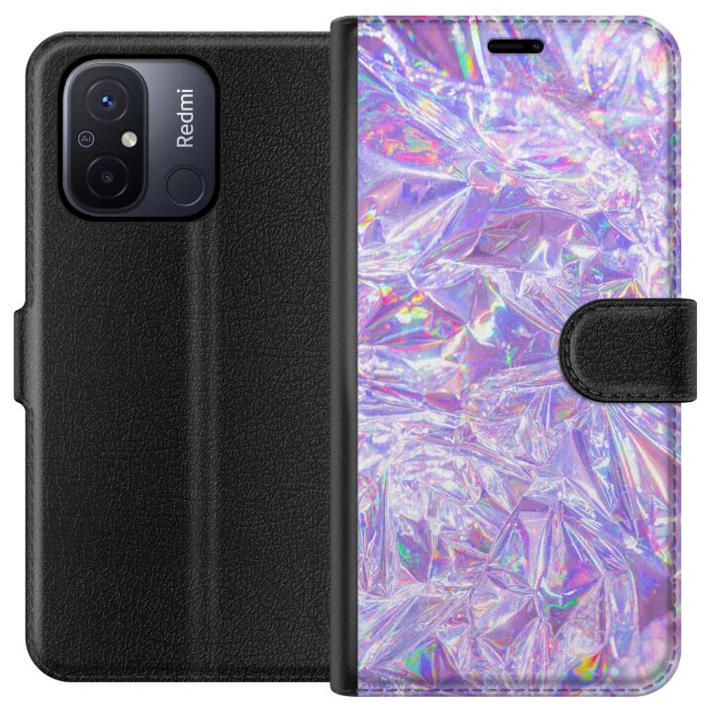 Xiaomi Redmi 12C Svart Plånboksfodral Glitter