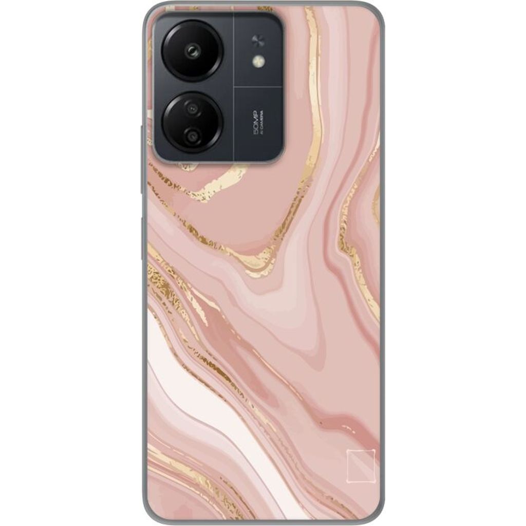 Xiaomi Redmi 13C Gennemsigtigt Telefoncover Ljusrosa marmor