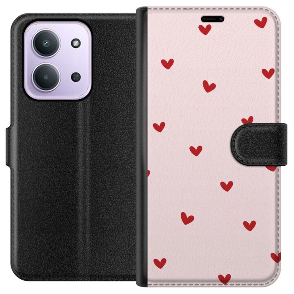 Xiaomi Redmi 15C Sort Tegnebogsetui Små Hjärtan