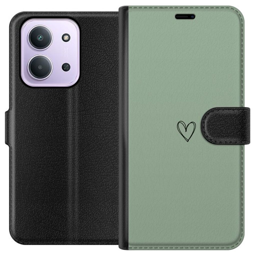 Xiaomi Redmi 15C Sort Tegnebogsetui Hjärta