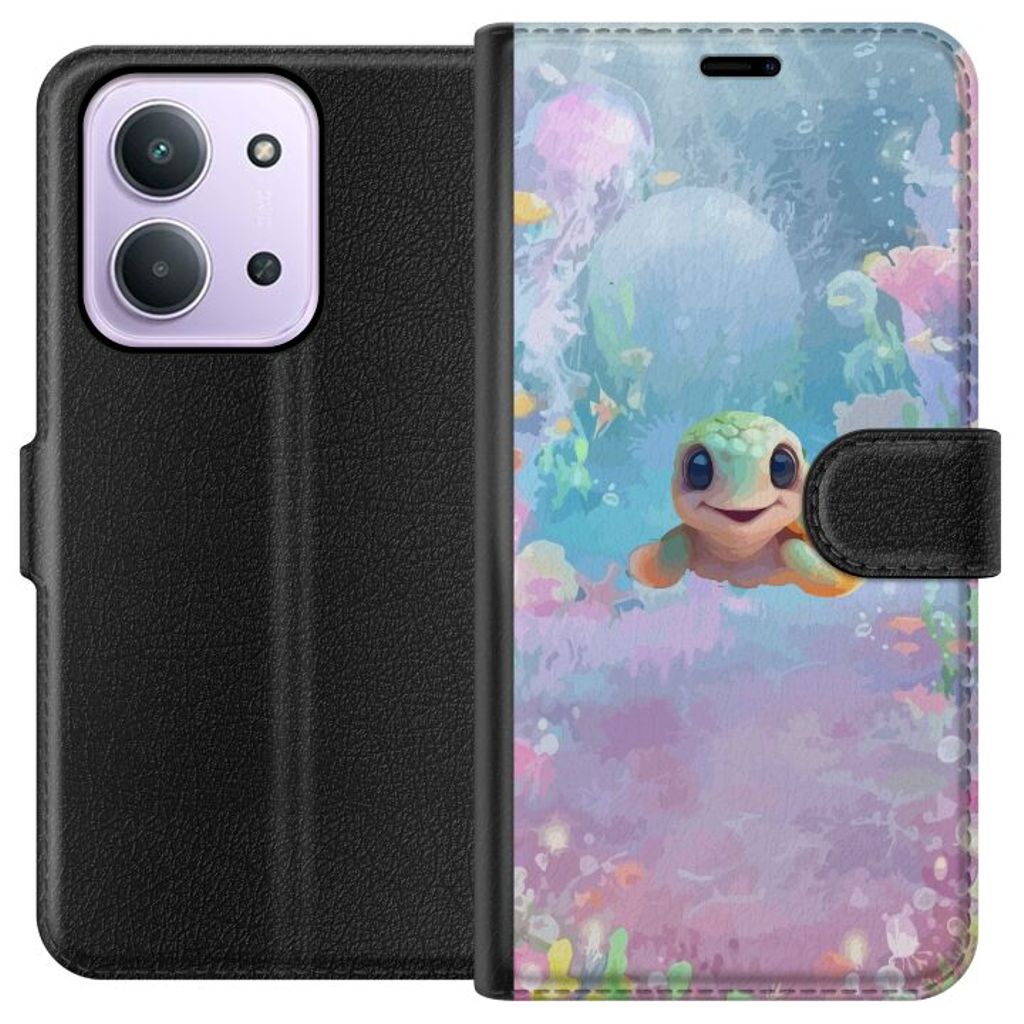 Xiaomi Redmi 15C Sort Tegnebogsetui Glad Sköldpadda