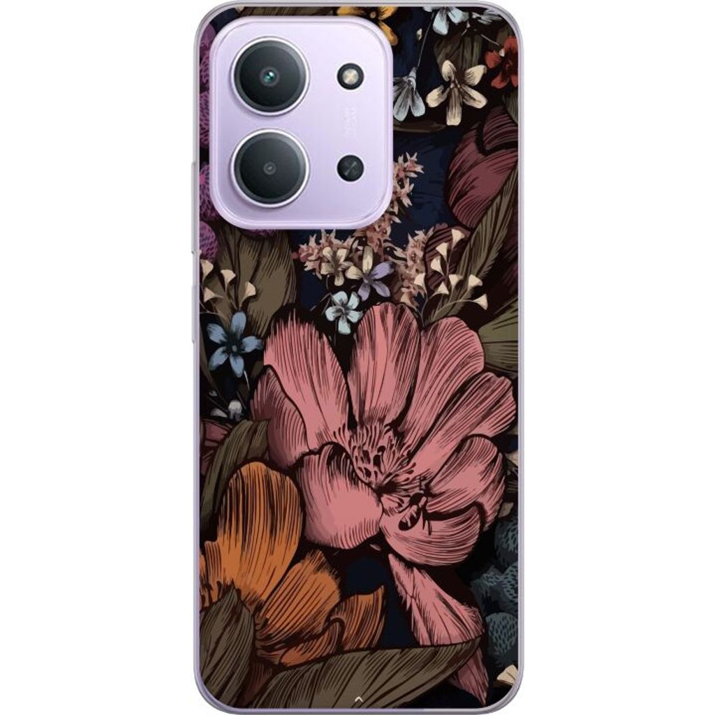 Xiaomi Redmi 15C Läpinäkyvä Puhelinkotelo Tecknade blommor