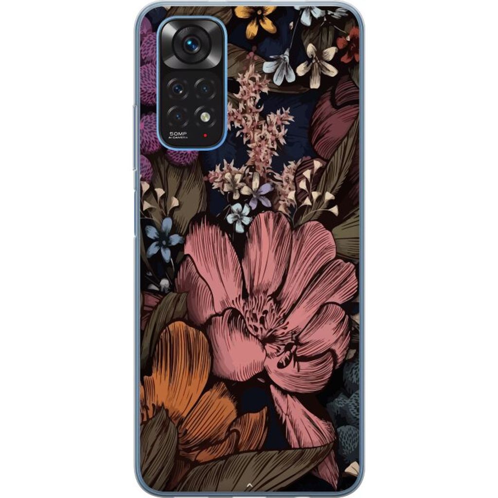 Xiaomi Redmi Note 11 Läpinäkyvä Puhelinkotelo Tecknade blommor