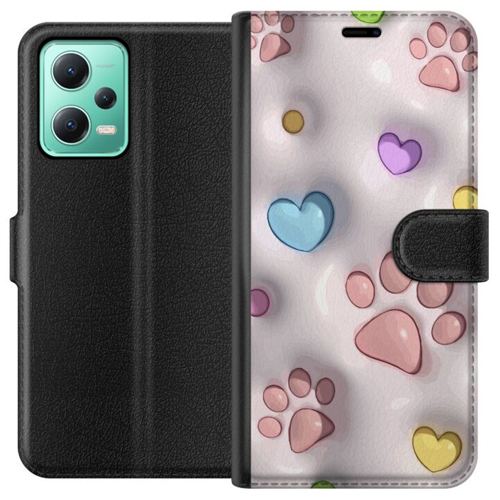 Xiaomi Redmi Note 12 Sort Tegnebogsetui Fluffiga Tassar