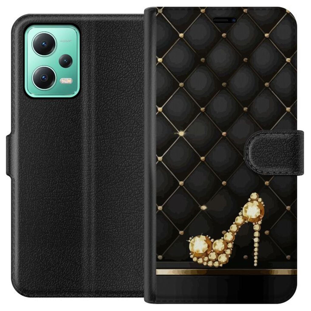 Xiaomi Redmi Note 12 Svart Plånboksfodral Lyxig Sko