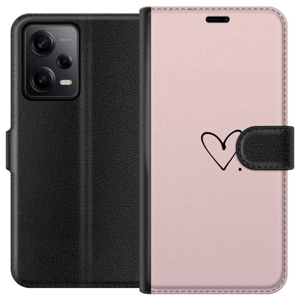 Xiaomi Redmi Note 12 Pro Svart Plånboksfodral Hjärta.