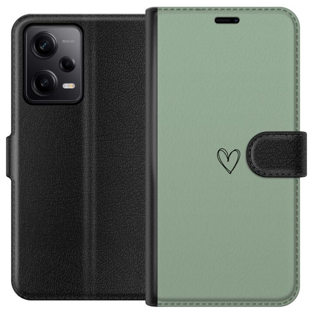 Xiaomi Redmi Note 12 Pro Svart Plånboksfodral Hjärta
