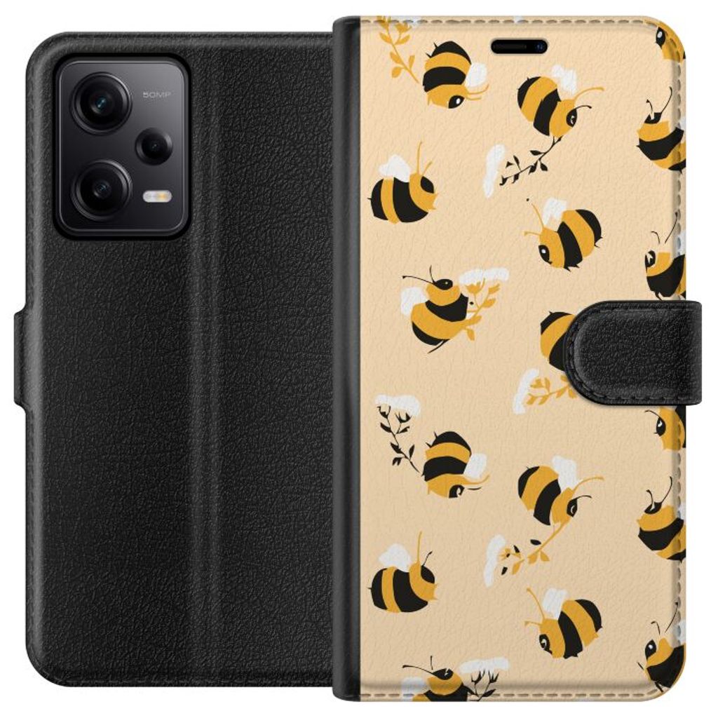 Xiaomi Redmi Note 12 Pro Svart Plånboksfodral Humlor