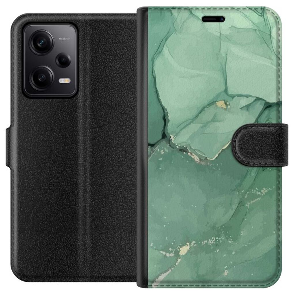 Xiaomi Redmi Note 12 Pro Svart Plånboksfodral Grön Marmor