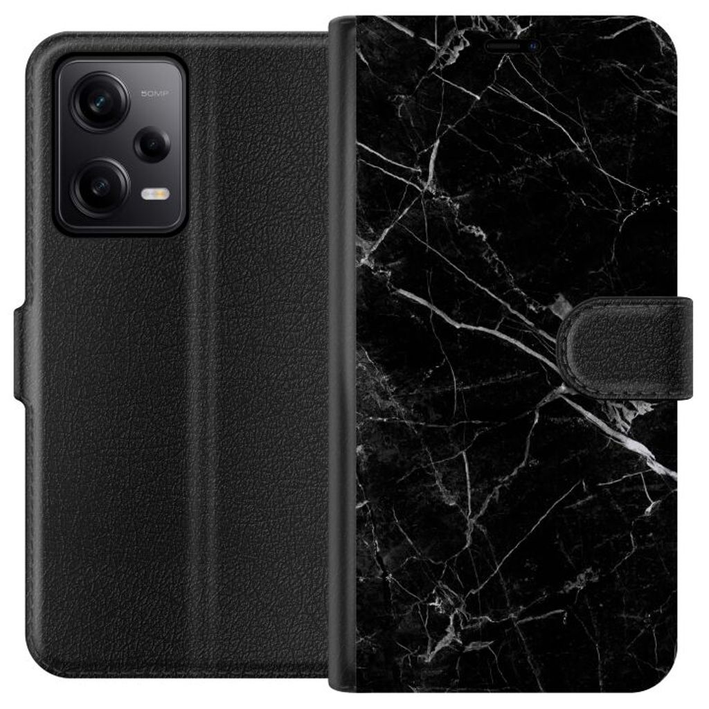 Xiaomi Redmi Note 12 Pro Svart Plånboksfodral Svart marmor