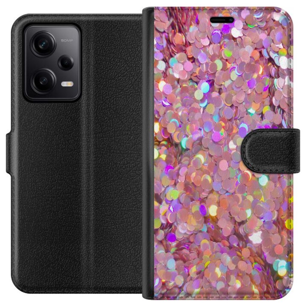 Xiaomi Redmi Note 12 Pro Svart Plånboksfodral Glitter