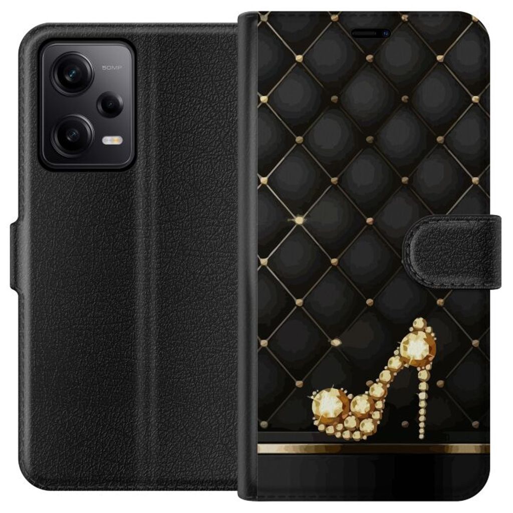 Xiaomi Redmi Note 12 Pro Svart Plånboksfodral Lyxig Sko