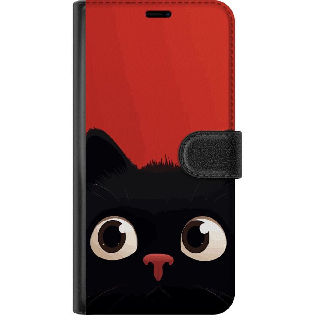 Xiaomi Redmi Note 14 Svart Plånboksfodral Busig Katt