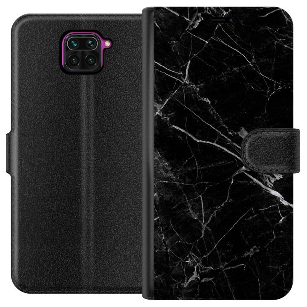 Xiaomi Redmi Note 9 Svart Plånboksfodral Svart marmor
